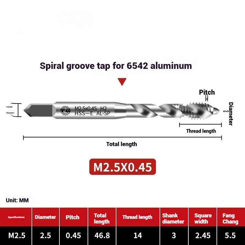 1102-High speed steel taps for aluminum machine tapping aluminum alloy tapping spiral groove aluminum tapping aluminum plate tapping 3-12mm Shandong Denso Pricision Tools Co.,Ltd.